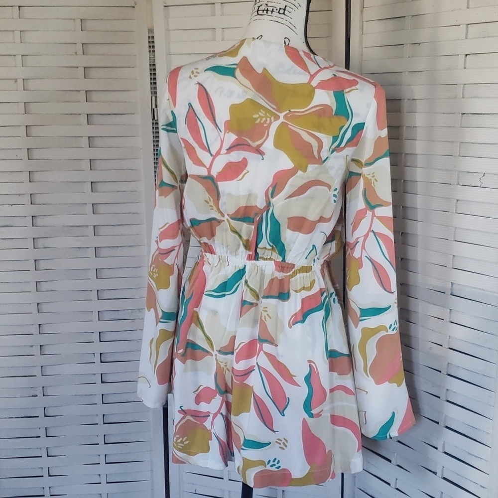 Roxy new floral long wide sleeves waist tie jumper XS - Picture 5 of 7